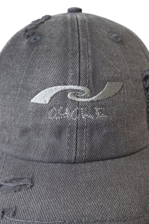 WASHED EMBROIDERY LOGO CAP -WASHED GRAY-
